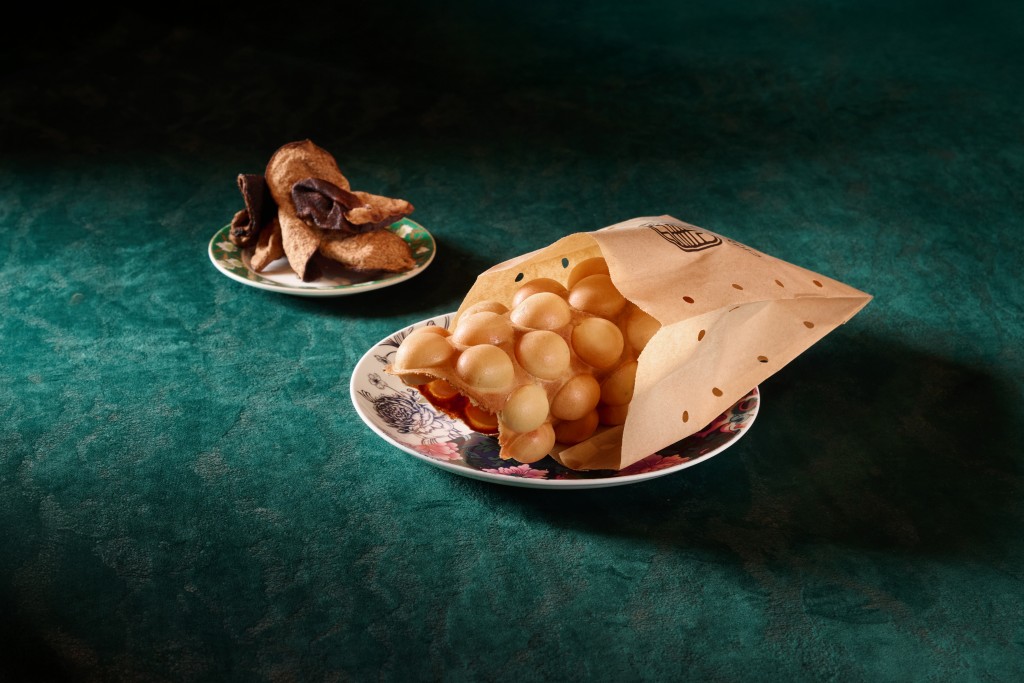 Chinesology's egg waffle is flavored with 50-year-aged dried tangerine peel and pu’er tea.