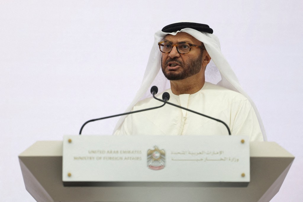 President advisor to the UAE president, Anwar Gargash, speaks during a press conference on the ongoing conflict in Sudan, in Abu Dhabi, United Arab Emirates, November 25, 2025. REUTERS