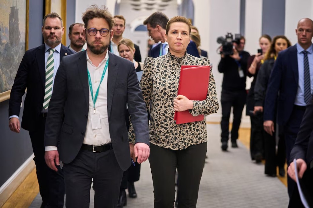 Danish Prime Minister Mette Frederiksen arrives at the Foreign Policy Committee meeting at Christiansborg in Copenhagen, Denmark, January 20, 2026. Ritzau Scanpix/via REUTERS