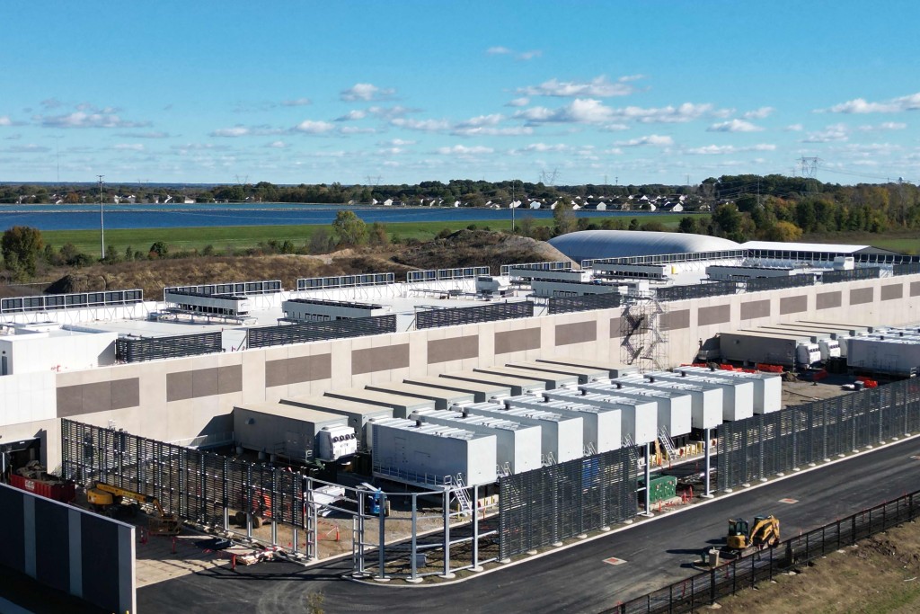 In an aerial view the Cologix Data Center is seen under construction on October 17, 2026 in Lewis Center, Ohio. AFP