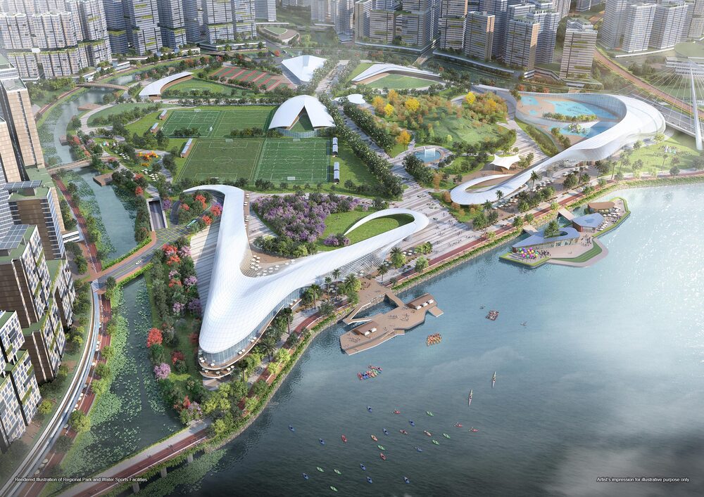 A rendering of the Kau Yi Chau Artificial Islands. A rendering of the Kau Yi Chau Artificial Islands.