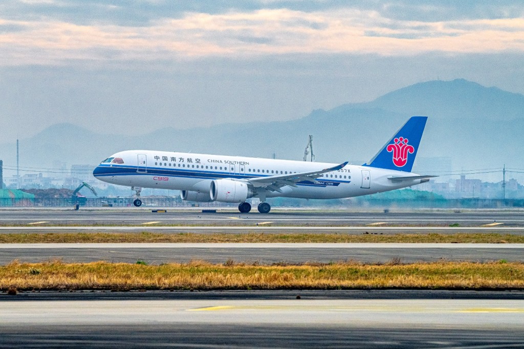 A C919 passenger jet operated by China Southern Airlines takes off from Guangzhou Baiyun International Airport in Guangdong Province. Xinhua