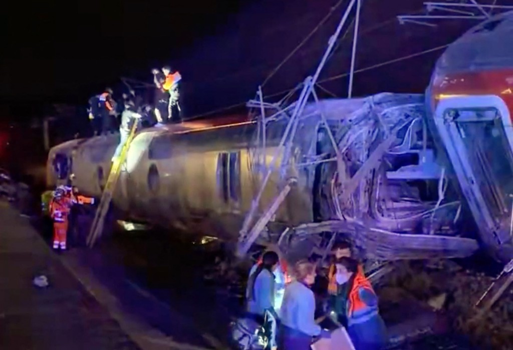 Emergency personnel working after a train accident in Adamuz, southern Spain, on January 18, 2026. (AFP)