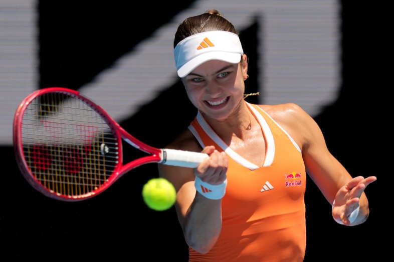 Iva Jovic dropped just one game in beating Yulia Putintseva in their fourth-round match. AP