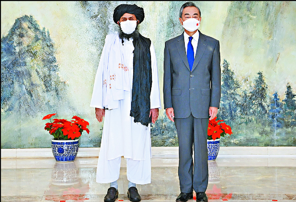 Foreign Minister Wang Yi hosts Taliban cofounder Mullah Abdul Ghani Baradar, in Tianjin at the end of last month. Foreign Minister Wang Yi hosts Taliban cofounder Mullah Abdul Ghani Baradar, in Tianjin at the end of last month.