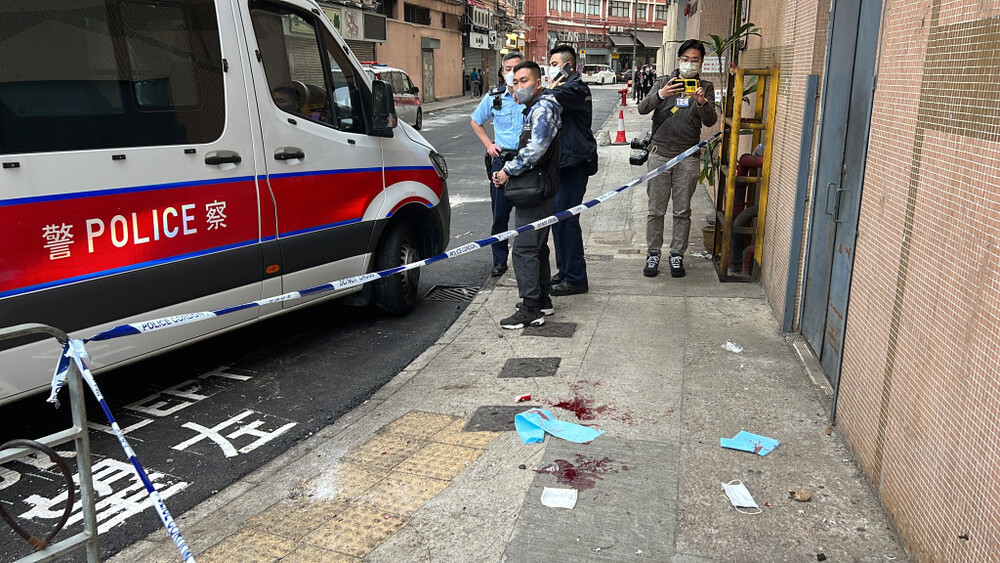 The crime scene on Tai Lee Street in Yuen Long. 