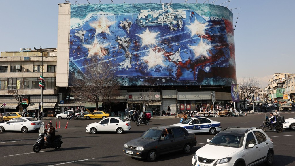 An anti-U.S. billboard on a building in Tehran. Reuters