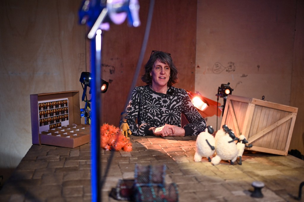 Photo by BEN STANSALL / AFP This photo taken on March 4, 2026 shows Claire Rolls, the animation director for 'Shaun the Sheep: The Beast of Mossy Bottom', speaking at Aardman Animations studios in Bristol, western England.
