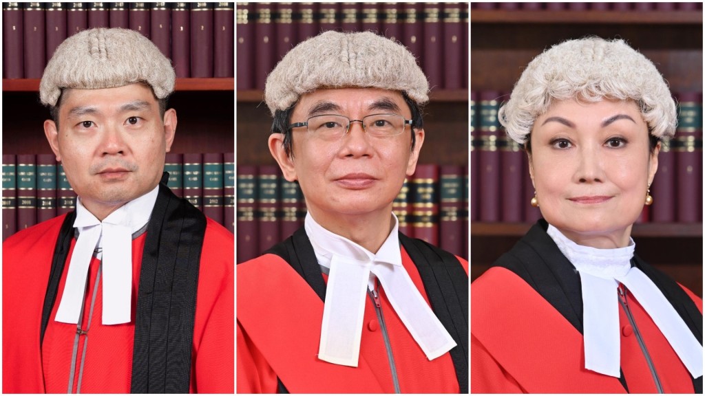 National Security Law designated judges Alex Lee Wan-tang, Johnny Chan Jong-herng, and Anna Lai Yuen-kee National Security Law designated judges Alex Lee Wan-tang, Johnny Chan Jong-herng, and Anna Lai Yuen-kee