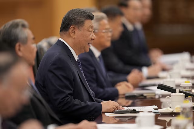 Chinese President Xi Jinping attends a meeting with Botswana's President Duma Boko (not pictured) at the Great Hall of the People in Beijing, China, October 13, 2026. Kai Naito/Pool via REUTERS