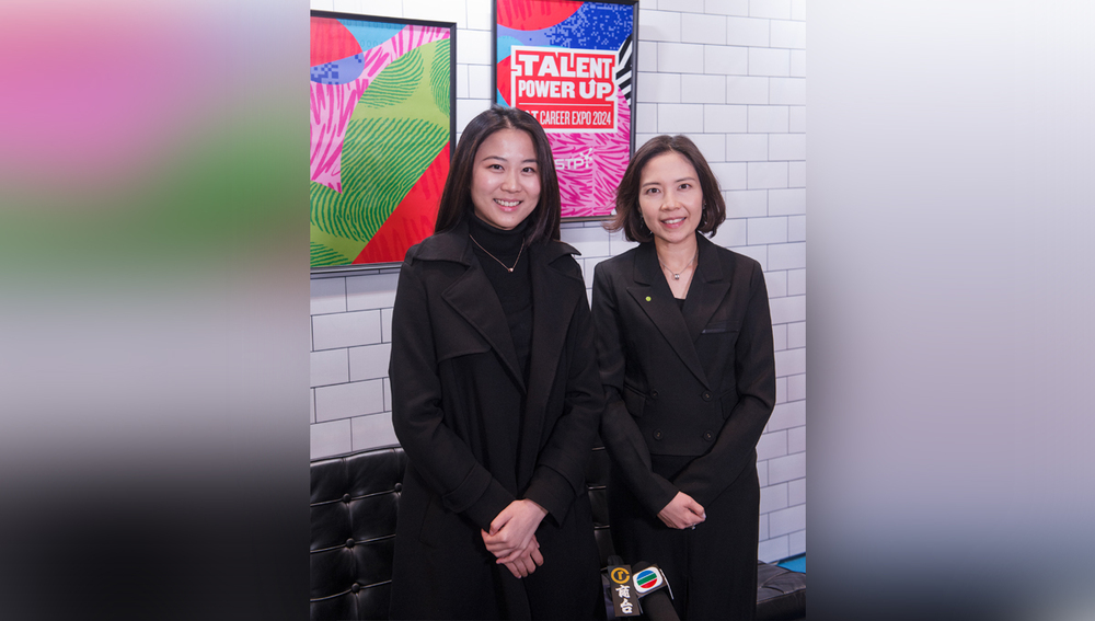 (From right) Ms Winsome Leung, Human Resources Director, Southern China, Deloitte, and Ms Natalie Yuan, founder of Profind, expressed their delight with the success of the career expo. 