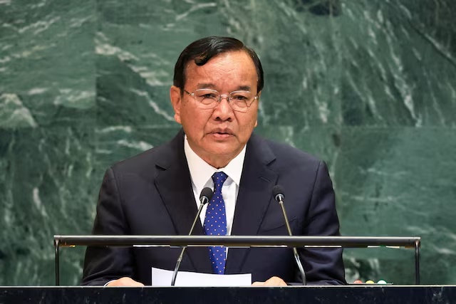 Cambodia's Deputy Prime Minister Prak Sokhonn addresses the 80th United Nations General Assembly (UNGA), at the U.N. headquarters in New York City, U.S., September 27, 2025. REUTERS/Caitlin Ochs/File Photo 