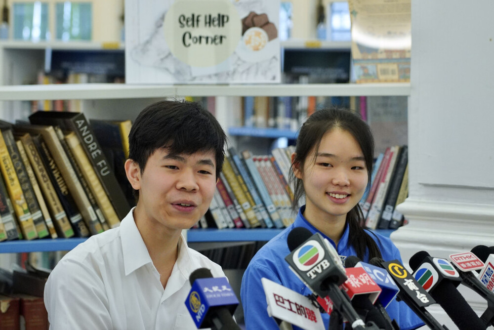 'Super top scorers' Lam Chung-wang (left) and Ku Ping-sum from St. Paul's Co-Educational College.