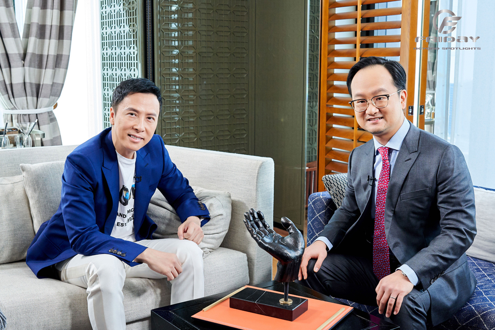 International film actor Donnie Yen (L) with host Patrick Tsang International film actor Donnie Yen (L) with host Patrick Tsang