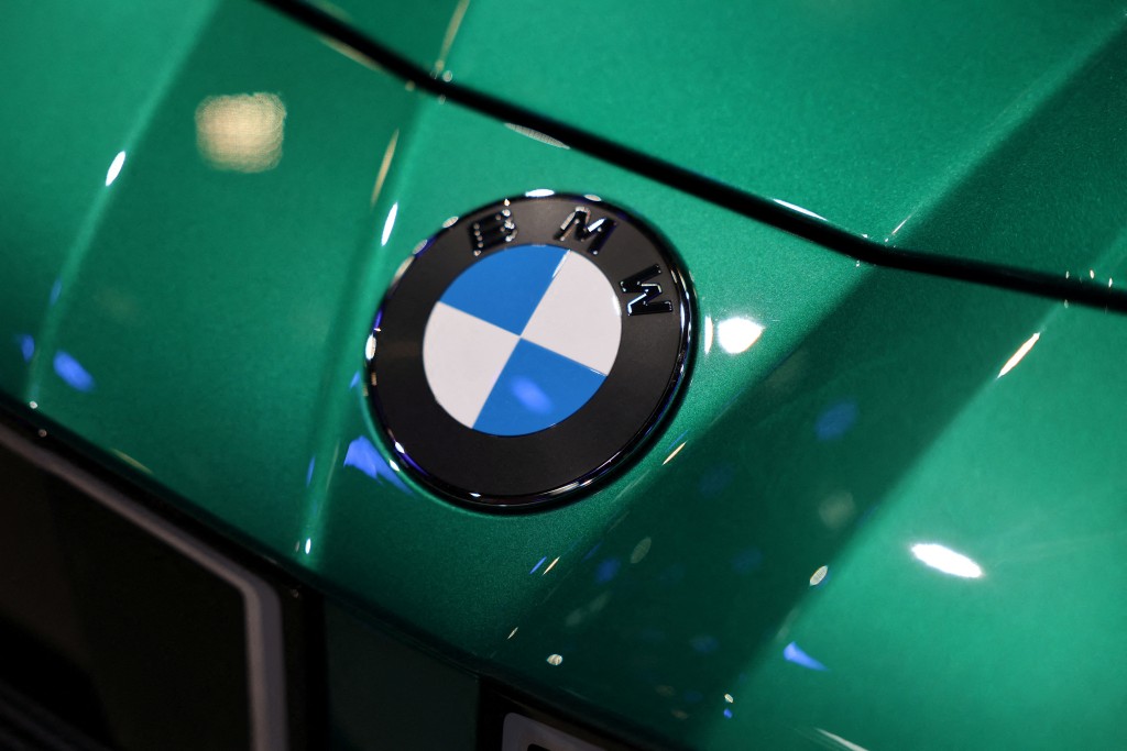 A BMW logo on the newly presented i3 Long Wheelbase model at the company. Reuters