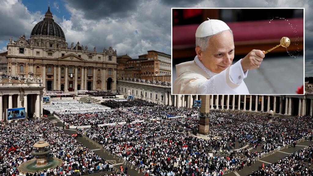 Faithful attend as Pope Leo XIV holds his inaugural Mass inaugural in Saint Peter's Square, at the Vatican, May 18, 2025. (Reuters)