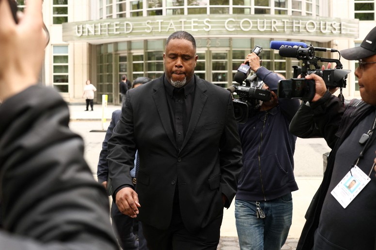 Damon Jones departs the federal courthouse in Brooklyn after pleading guilty to gambling charges. AFP