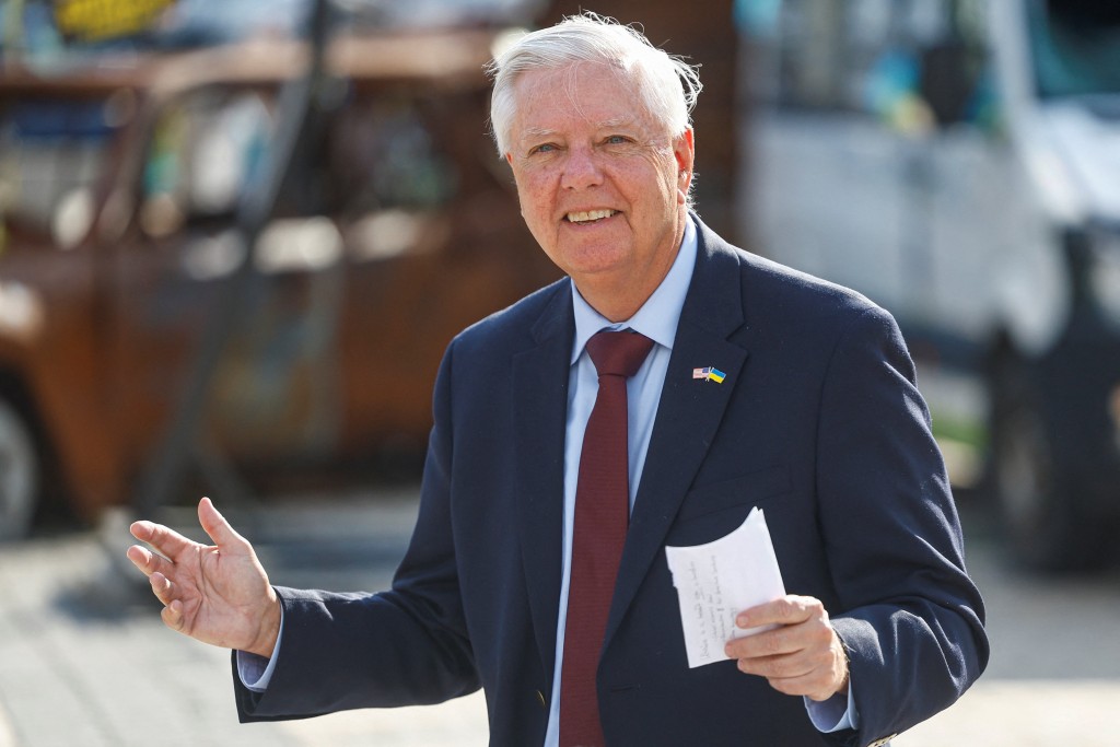 A picture taken on July 10, 2026 shows U.S. Senator Lindsey Graham (R-SC) speaking to the media after his meeting with Ukraine's President Volodymyr Zelenskiy, amid Russia's attack on Ukraine, in Kyiv, Ukraine (AFP)