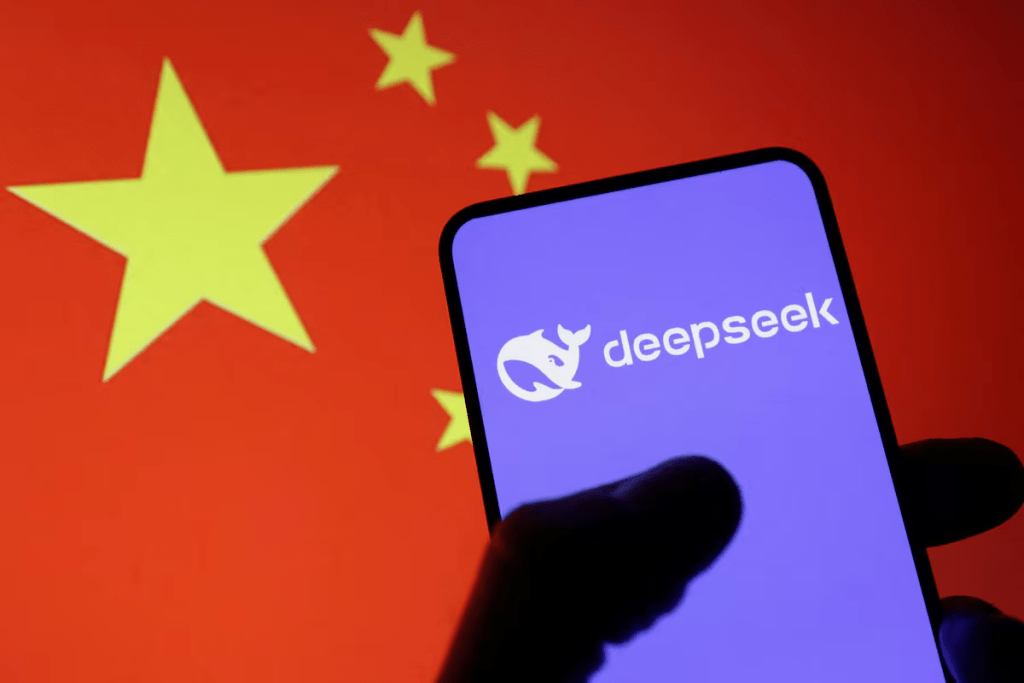 The Deepseek logo and a Chinese flag are seen in this illustration taken January 29, 2025. REUTERS/Dado Ruvic/Illustration/File Photo