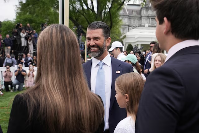 Donald Trump Jr. attends the annual White House Easter Egg Roll event, on the South Lawn of the White House in Washington, D.C., U.S., April 21, 2025. REUTERS/Ken Cedeno/File Photo 