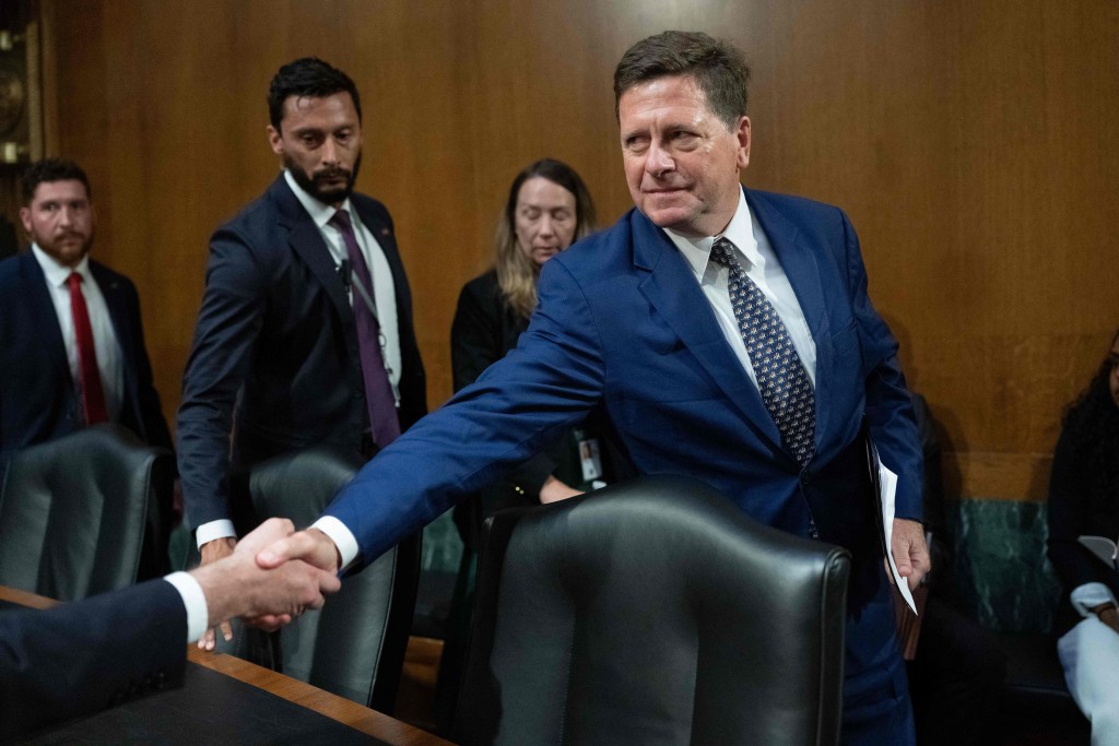 Jay Clayton departs following his confirmation hearing to be the next Director of National Intelligence before the Senate Intelligence Committee on Capitol Hill July 15, 2026 in Washington, DC. Currently serving as U.S. Attorney for the Southern District of New York, Clayton's hearing comes days after his department signed off on controversial subpoenas against New York Times reporters.   Aaron Schwartz/Getty Images/AFP