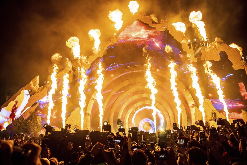 An apocalyptic scene at the Travis Scott concert in which eight people died. (AP) An apocalyptic scene at the Travis Scott concert in which eight people died. (AP)