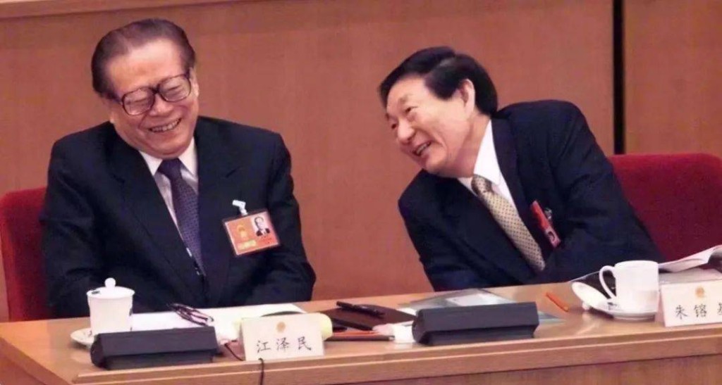 Zhu and Jiang Zemin (left)