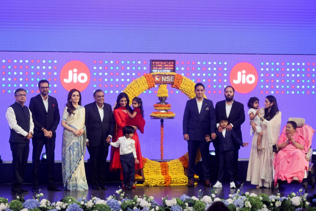 Listing ceremony of Jio Platforms in Mumbai. Reuters