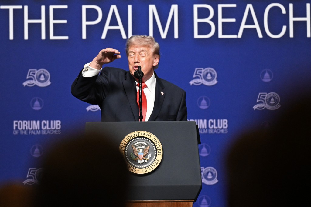 U.S. President Donald Trump speaks during an event at the Raymond F. Kravis Center for the Performing Arts on May 01, 2026 in Palm Beach, Florida. Trump is the keynote speaker for the Forum Club of the Palm Beaches annual event, headlining the group’s 50th Anniversary Dinner. Roberto Schmidt/Getty Images/AFP 