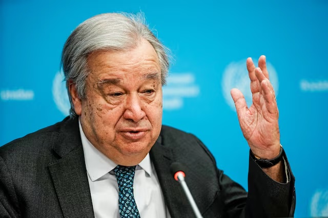United Nations Secretary-General Antonio Guterres speaks during a press conference outlining his priorities for 2026 at U.N. headquarters in New York City, U.S., January 29, 2026. REUTERS/Eduardo Munoz/File Photo 