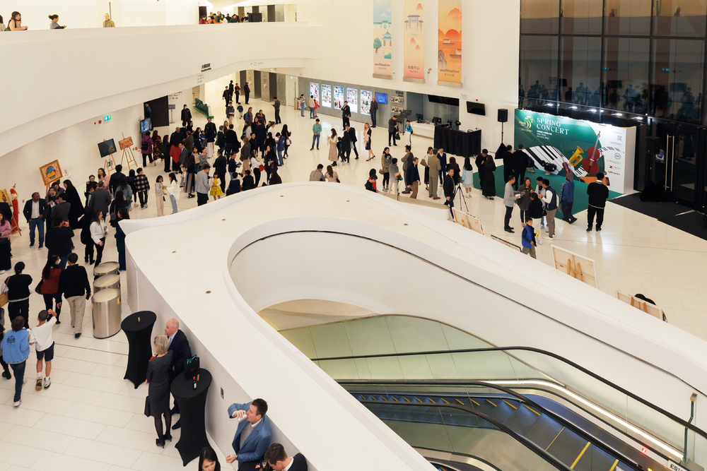 Attendees were invited to enjoy an art exhibition in the foyer, displaying the remarkable creativity of GSIS students