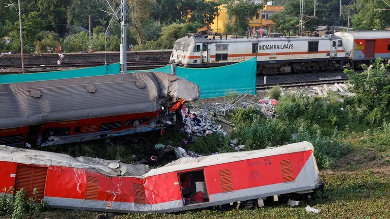 Illustration only: A train moves past damaged coaches, after the tracks were restored, at the site of a train collision following the accident in Balasore district in the eastern state of Odisha, India, June 5, 2023. (File photo: Reuters) Illustration only: A train moves past damaged coaches, after the tracks were restored, at the site of a train collision following the accident in Balasore district in the eastern state of Odisha, India, June 5, 2023. (File photo: Reuters)
