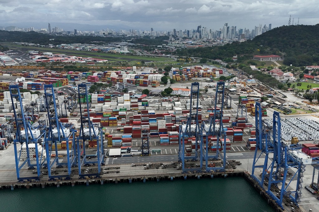 A drone view shows Panama Ports Company (PPC)  after Panama's Official Gazette published a court ruling formally annulling Hong Kong's CK Hutchison Holdings concessions for two ports along its strategic canal, after ruling late January the contracts violated the constitution, in Panama City, Panama, February 23, 2026. REUTERS/Enea Lebrun