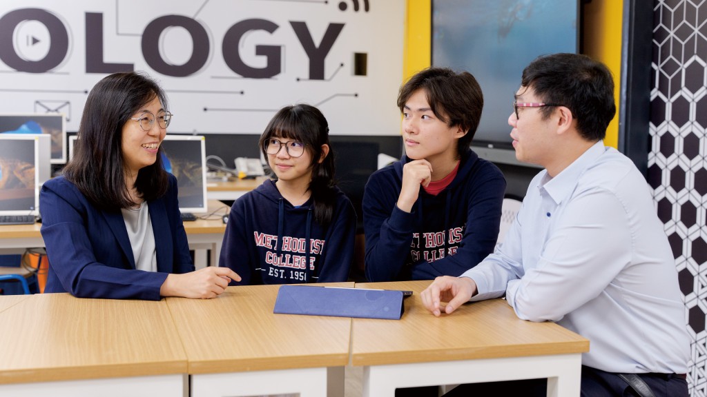 Methodist College Principal Dr. YICK Doi Pei, first from left, said the school makes good use of funding resources to create a leading digital learning environment for students.