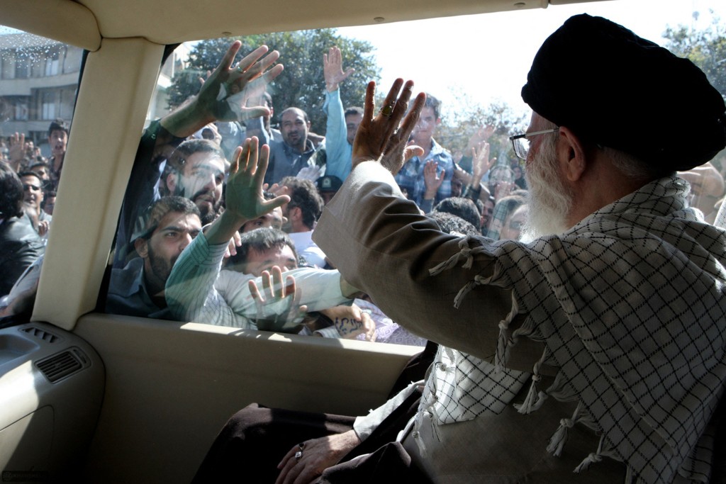 A handout picture taken and released on October 12, 2011 by Iran's supreme leader's official website shows Iran's supreme leader, Ayatollah Ali Khamenei waving to his supporters from his car during a rally in the western Iranian city of Kermanshah. (AFP)