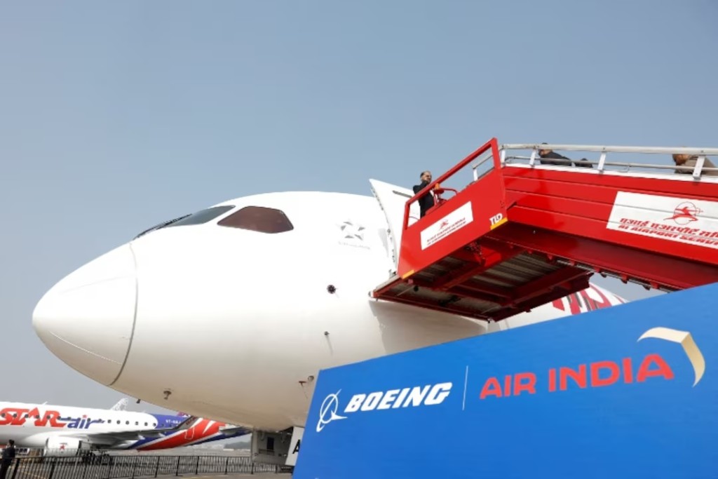 Boeing 787-9 Dreamliner is displayed at Wings India 2026 aviation event at Begumpet airport, Hyderabad, India, January 28, 2026. REUTERS/Priyanshu Singh/File Photo