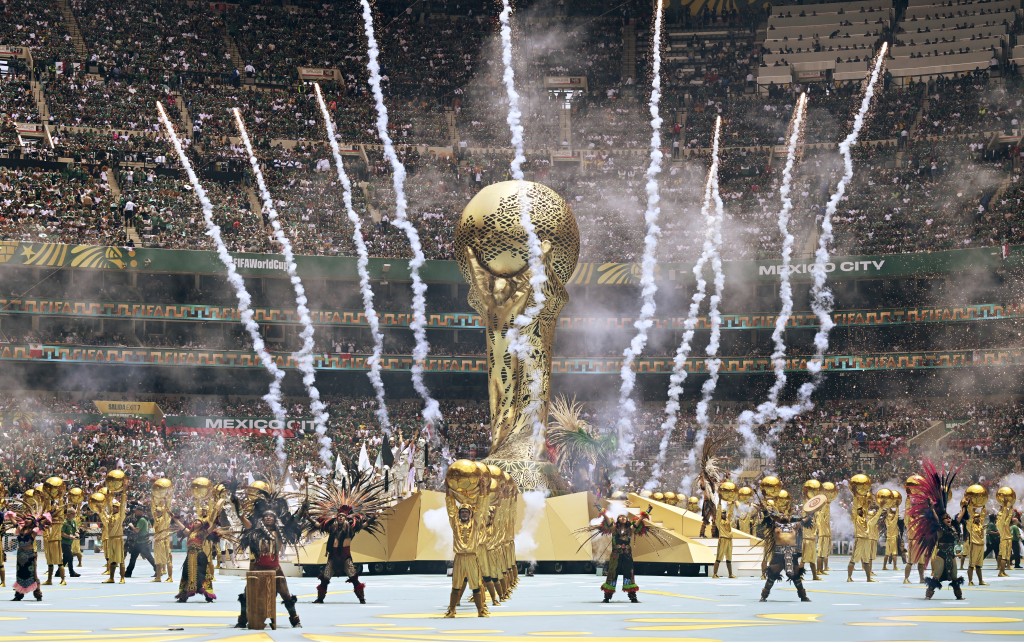 Artists perform during the opening ceremony ahead of the 2026 World Cup Group A football match between Mexico and South Africa at the Mexico City Stadium in Mexico City on June 11, 2026. (Photo by Alfredo ESTRELLA / AFP)