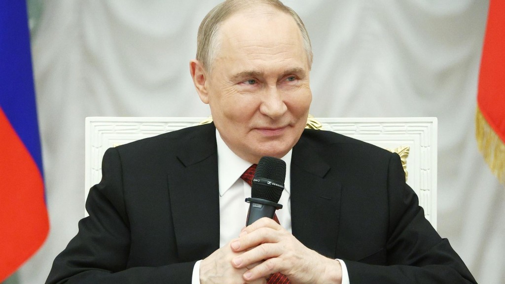 Russian President Vladimir Putin speaks with an educational program for veterans of special military operation at the Kremlin, June 12, 2025.- Credit: Sergei Bulkin, Sputnik, Kremlin Pool Photo via AP