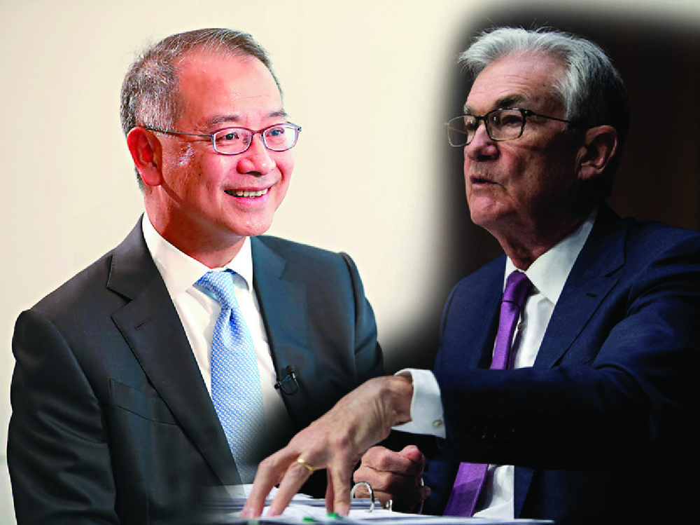 HKMA chief executive Eddie Yue and US Fed chairman Jerome Powell. HKMA chief executive Eddie Yue and US Fed chairman Jerome Powell.