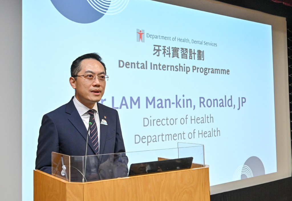 Director of Health Ronald Lam addressing the ceremony. (GIS)