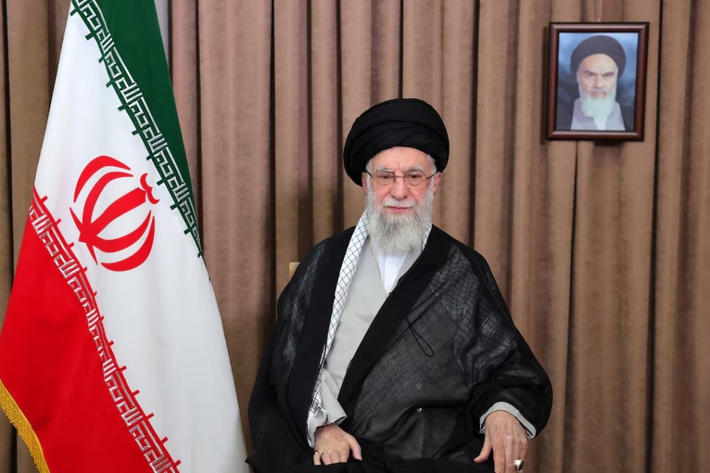 Iran's Supreme Leader Ayatollah Ali Khamenei looks on, in a televised message following the Israeli strikes in Tehran, Iran, June 13, 2025. Office of the Iranian Supreme Leader/WANA (West Asia News Agency)/Handout via REUTERS/File Photo 