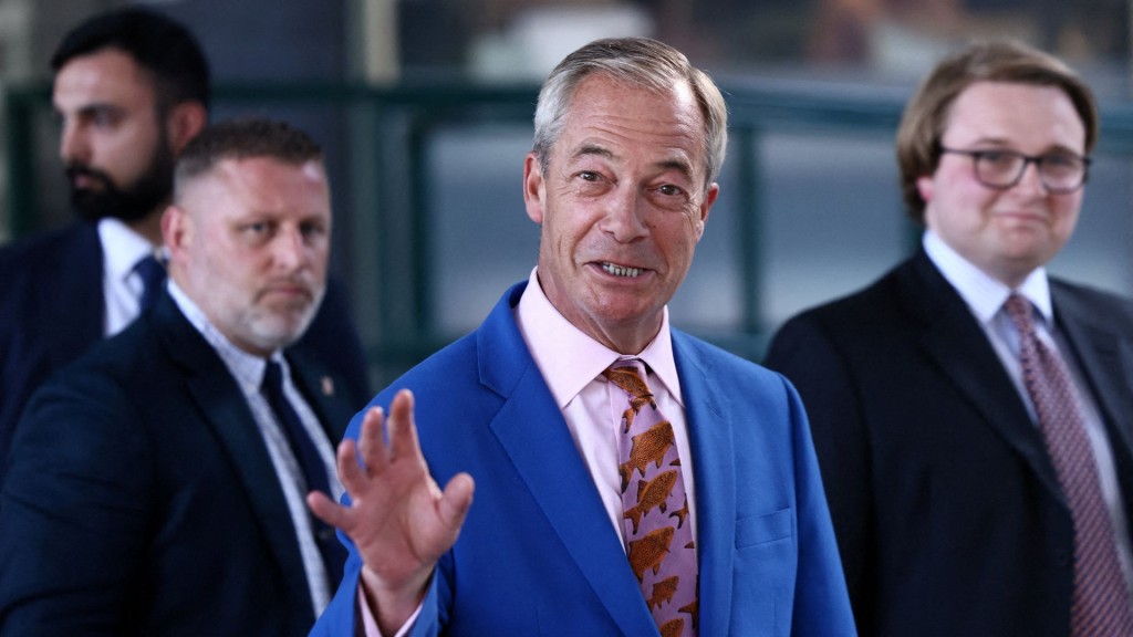 Nigel Farage, the leader of Britain's Reform UK party makes a statement, in London. Photo: Reuters