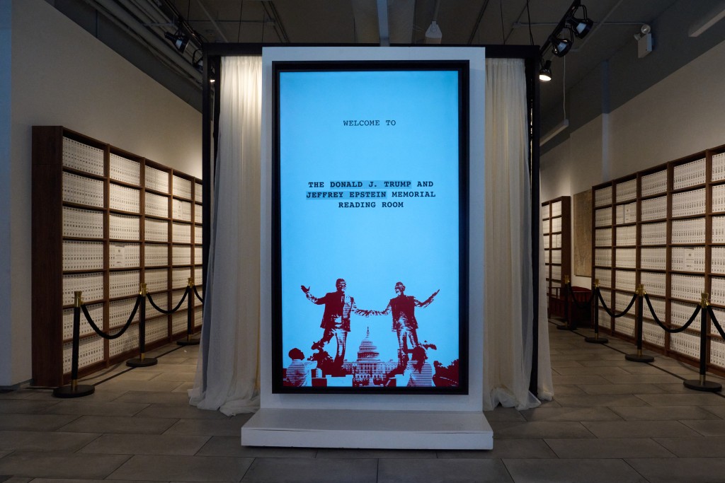 The Institute for Primary Facts, a non-profit organization, opens a library archive of 3.5 million pages of the Epstein files that have been made available to the public at the Donald J. Trump and Jeffrey Epstein Memorial Reading Room in Tribeca on May 8, 2026 in New York City. People will be able to view the files from May 8 to 21, but access will be by appointment only. Edna Leshowitz/Getty Images/AFP 