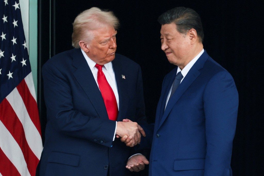 U.S. President Donald Trump and Chinese President Xi Jinping talk as they leave after a bilateral meeting at Gimhae International Airport, on the sidelines of the Asia-Pacific Economic Cooperation (APEC) summit, in Busan, South Korea, October 30, 2025. (Reuters)