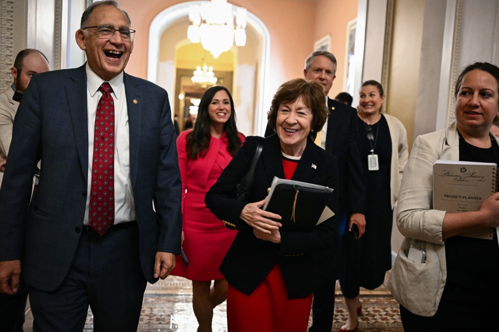 Photo by KENT NISHIMURA / AFP  US Senator John Boozman, Republican from Arkansas, Senator Katie Britt, Republican from Alabama, and Senator Susan Collins, Republican from Maine, walk toward the Senate Chamber following a meeting with Senate Republicans at the US Capitol in Washington, DC, on June 4, 2026.