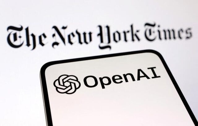 OpenAI and The New York Times logos are seen in this illustration taken December 27, 2023. REUTERS/Dado Ruvic/Illustration