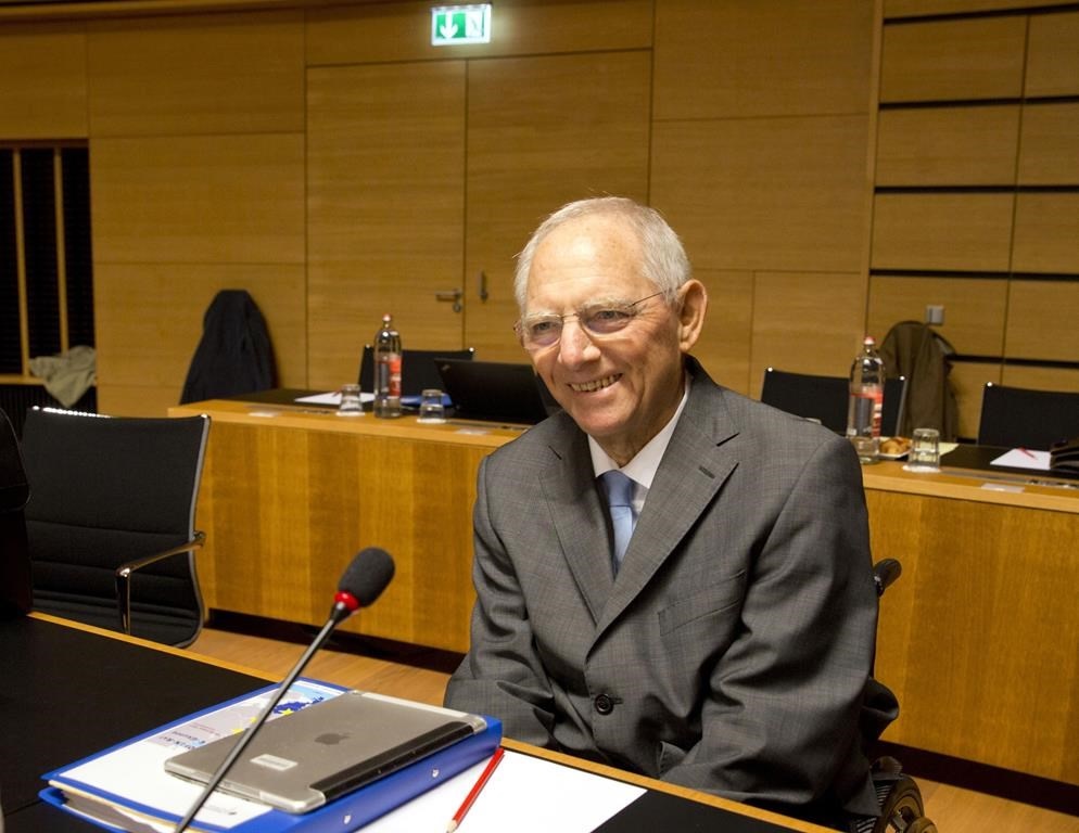 FILE - German Finance Minister Wolfgang Schaeuble smiles as he attends a meeting of EU finance ministers in Luxembourg, Tuesday, Oct. 10, 2017. Wolfgang Schaeuble, who helped negotiate German reunification in 1990 and as finance minister was a central figure in the austerity-heavy effort to drag Europe out of its debt crisis more than two decades later, has died on Tuesday, Dec. 26, 2023. He was 81. (AP Photo/Virginia Mayo, File) FILE - German Finance Minister Wolfgang Schaeuble smiles as he attends a meeting of EU finance ministers in Luxembourg, Tuesday, Oct. 10, 2017. Wolfgang Schaeuble, who helped negotiate German reunification in 1990 and as finance minister was a central figure in the austerity-heavy effort to drag Europe out of its debt crisis more than two decades later, has died on Tuesday, Dec. 26, 2023. He was 81. (AP Photo/Virginia Mayo, File)