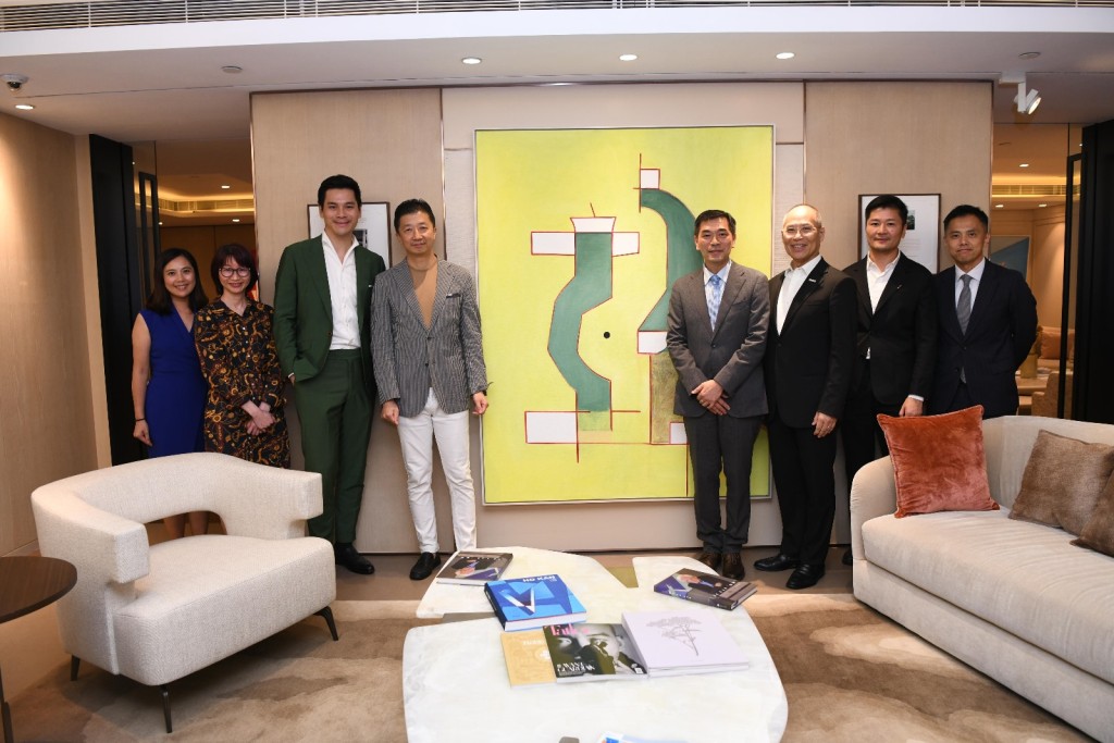 from third left: Felix Kwok, registered auctioneer of China, founder of Art & Culture Exchange. Larry Zhu, former chief operating officer, Asia at Sotheby's. Ricky Wong Kwong-Yiu, vice chairman and managing director, Wheelock Properties. Patrick Yeung Wai-tim, chief executive, Hong Kong General Chamber of Commerce. Photo from Wheelock Properties