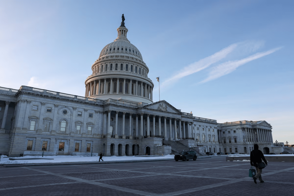 The sun sets on the U.S. Capitol building, on Capitol Hill in Washington, D.C., U.S., January 30, 2026. REUTERS/Kylie Cooper/File Photo