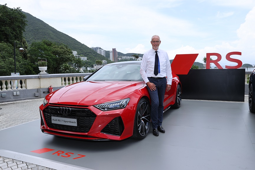 Lothar Korn, the Managing Director of Audi Hong Kong, beside the Audi R7 Sportback.
